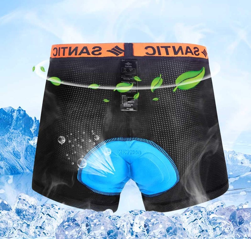 Santic شورتات دراجات سانيتيك للرجال مع وسادة 3D شورتات دراجات داخلية مع قبضة ساق مضادة للانزلاق باللون الأسود - Image 3